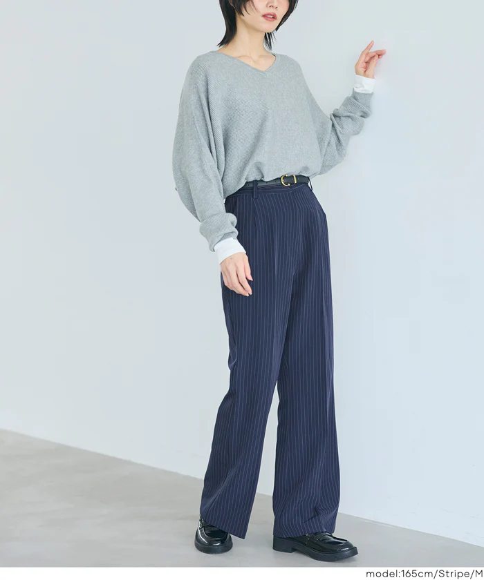 セール★2990円→990円 ストライプセミフレアパンツ レディース メール便不可 - Image 6