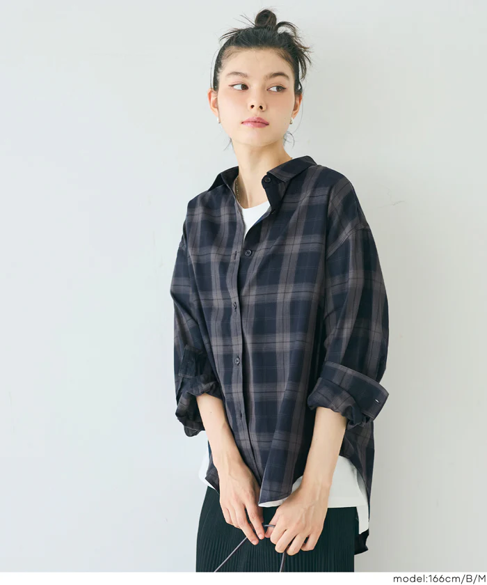 チェックビッグシャツ レディース メール便不可 - Image 11