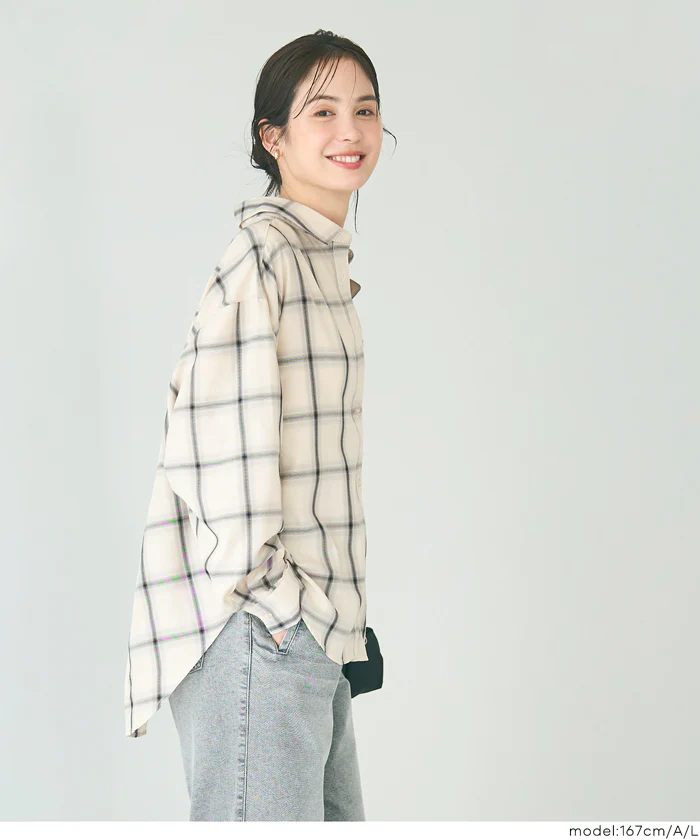 チェックビッグシャツ レディース メール便不可 - Image 3