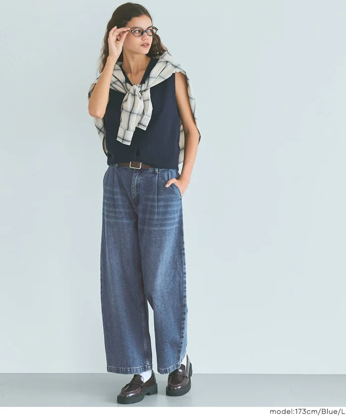 セール★3490円→2490円タックデニムパンツ レディース メール便不可 - Image 10