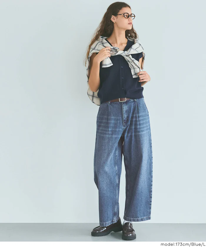 セール★3490円→2490円タックデニムパンツ レディース メール便不可 - Image 13