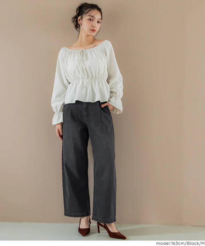 セール★3490円→2490円タックデニムパンツ レディース メール便不可 - Image 2