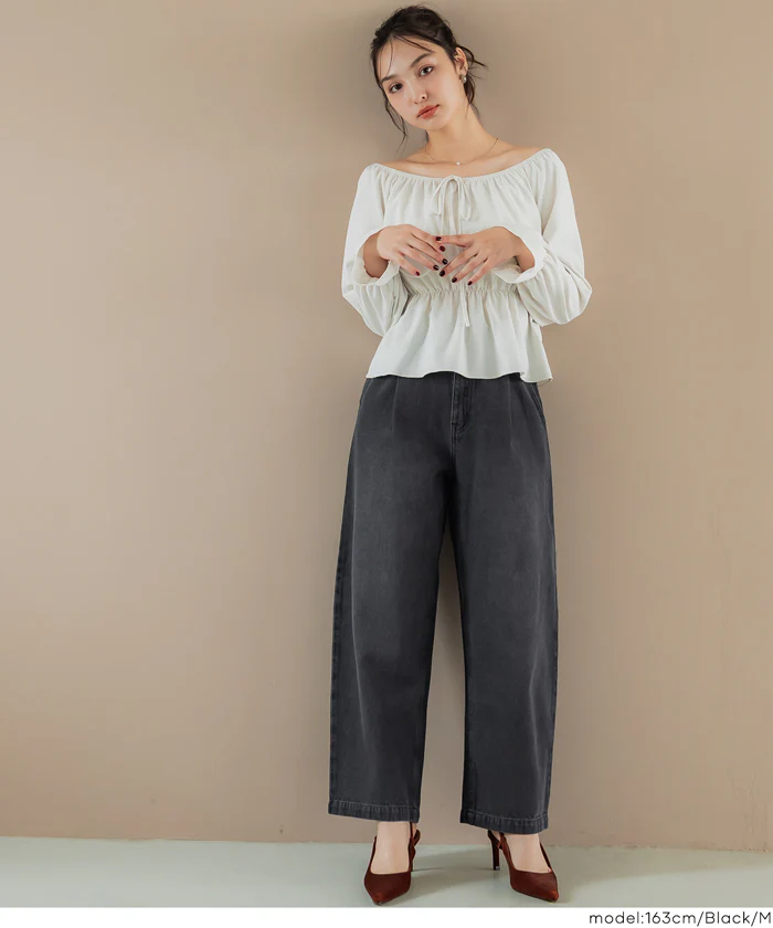 セール★3490円→2490円タックデニムパンツ レディース メール便不可 - Image 5