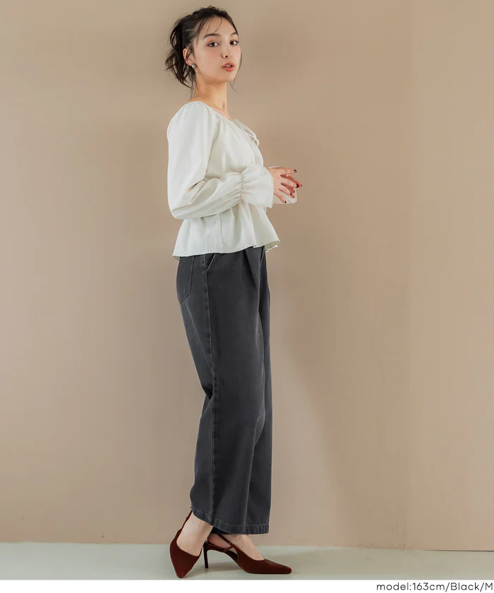 セール★3490円→2490円タックデニムパンツ レディース メール便不可 - Image 6