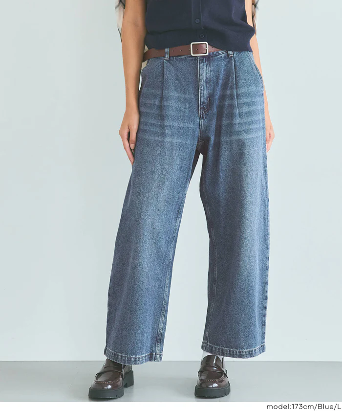 セール★3490円→2490円タックデニムパンツ レディース メール便不可 - Image 9