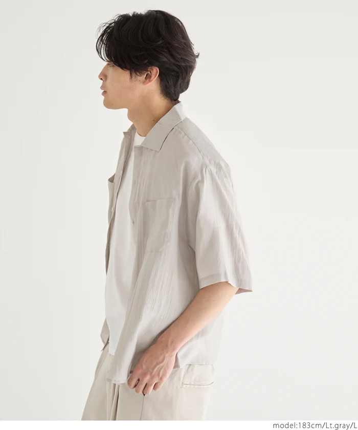 ワッシャーリネンタッチワイド半袖シャツ メンズ メール便不可 coca コカ - Image 3