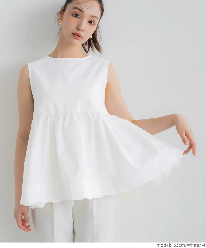 セール★2490円→1490円 裾スカラップノースリーブブラウス レディース メール便不可 - Image 13