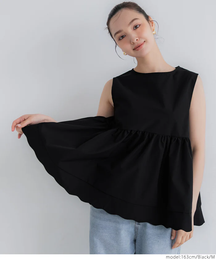 セール★2490円→1490円 裾スカラップノースリーブブラウス レディース メール便不可 - Image 7