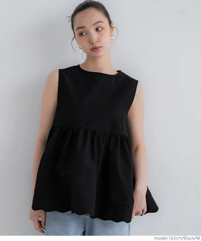 セール★2490円→1490円 裾スカラップノースリーブブラウス レディース メール便不可 - Image 8