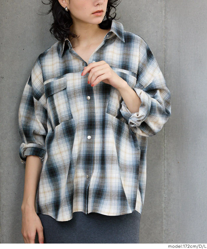 セール★2490円→1290円 チェック柄スナップボタンシャツ レディース メール便不可 - Image 5