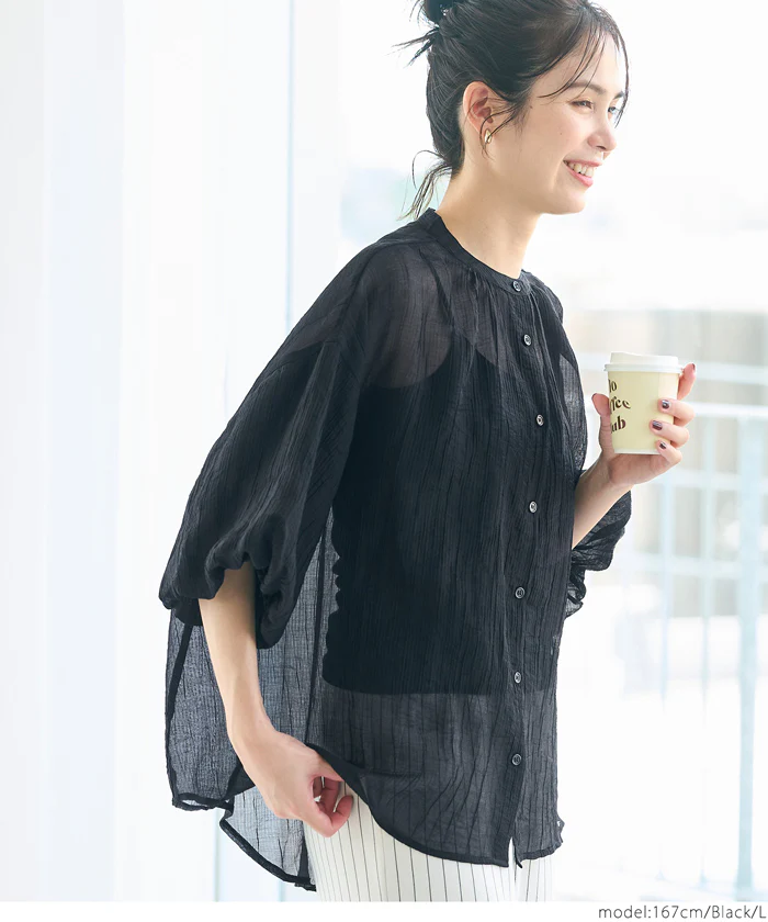 セール★2490円→1690円 シアーボリュームブラウス レディース メール便不可 - Image 2