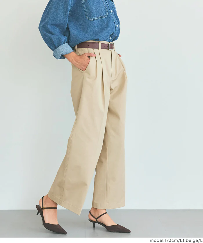 セール★2990円→990円 タックワイドチノパンツ レディース メール便不可 - Image 3