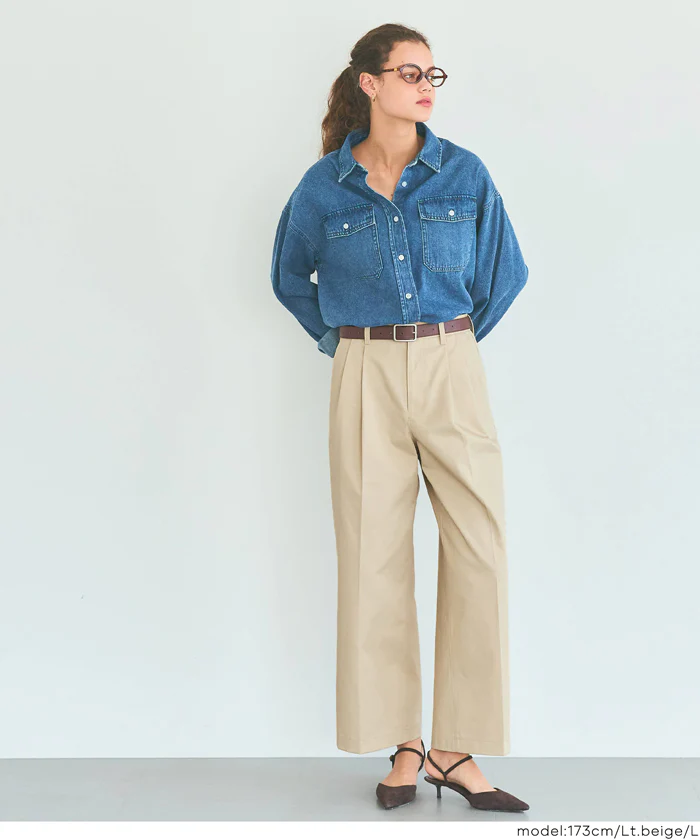 セール★2990円→990円 タックワイドチノパンツ レディース メール便不可 - Image 4