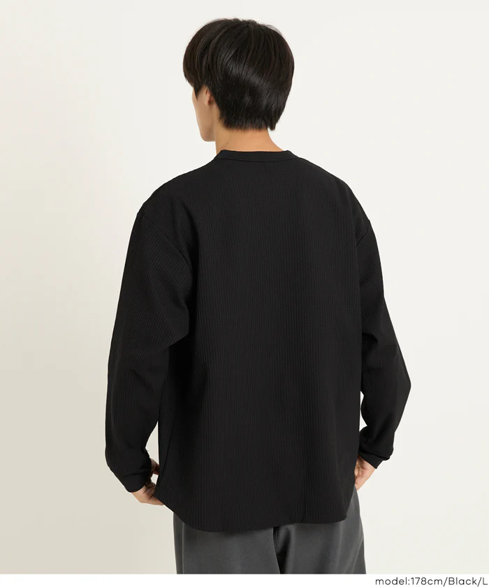 セール★2690円→990円EAZY TEX ワッフルワイド長袖Tシャツ メンズ メール便不可 - Image 5
