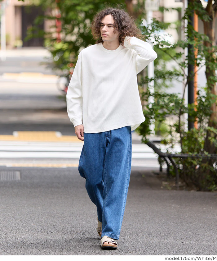 セール★2690円→990円EAZY TEX ワッフルワイド長袖Tシャツ メンズ メール便不可 - Image 8
