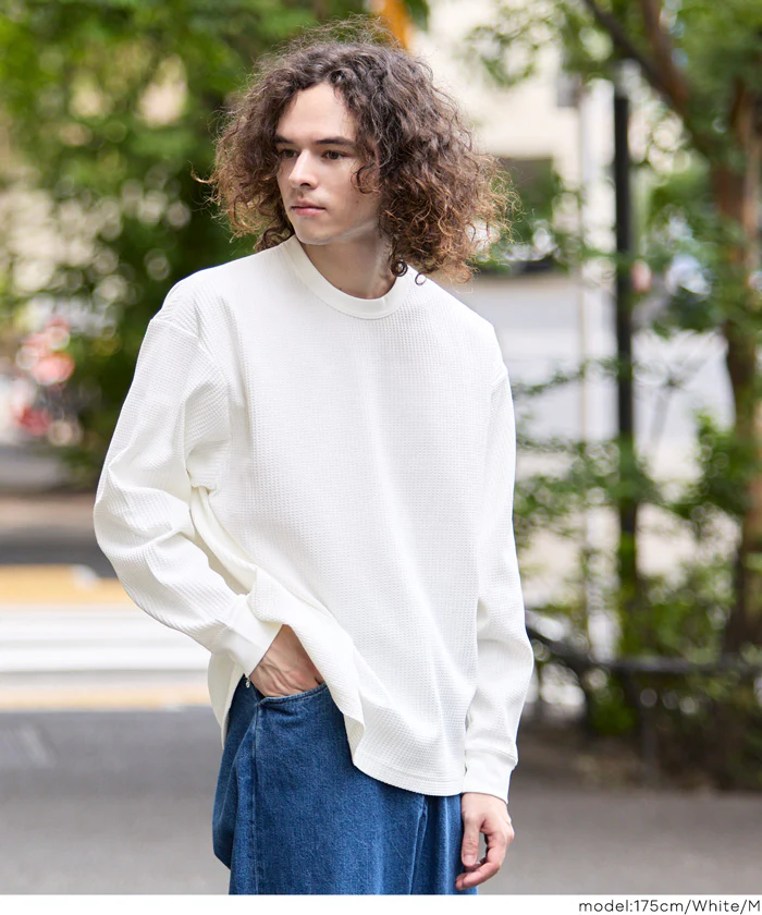 セール★2690円→990円EAZY TEX ワッフルワイド長袖Tシャツ メンズ メール便不可 - Image 9