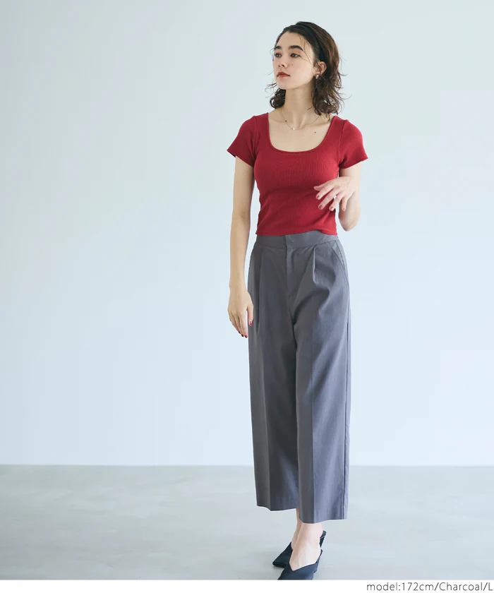 セール★2990円→1490円 クロップド丈スラックス レディース メール便不可 - Image 3