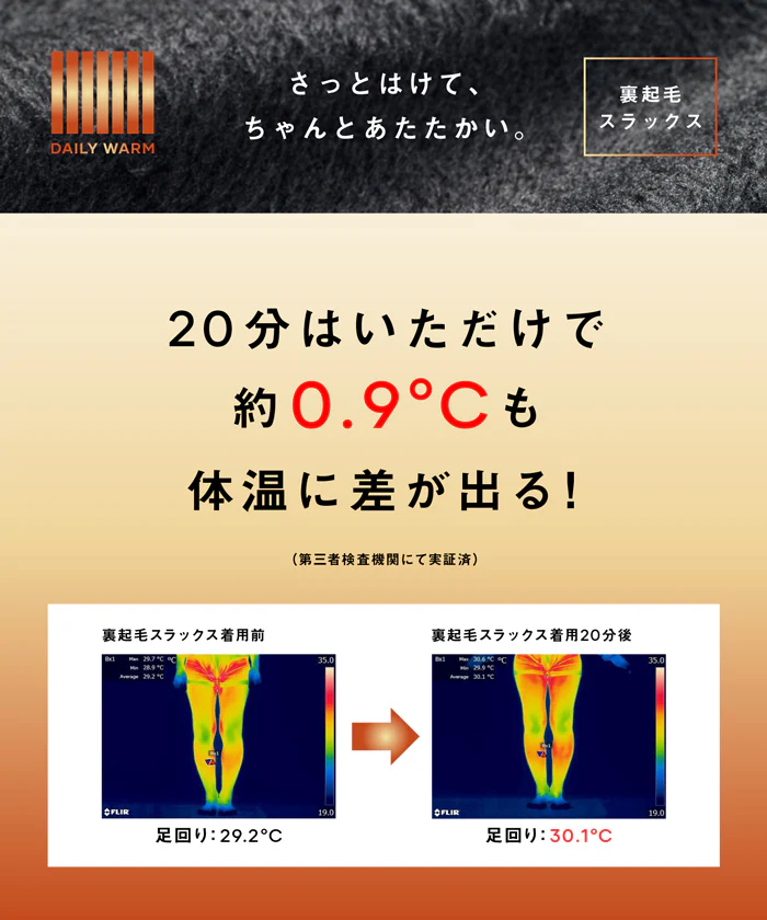 【DAILY WARM】裏起毛ワイドスラックス レディース 送料無料/メール便不可 - Image 3