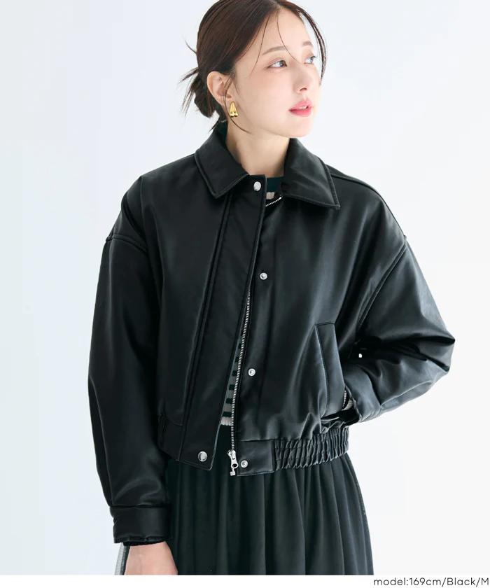 セール★4990円→2490円 中綿フェイクレザージャケット レディース メール便不可 - Image 4