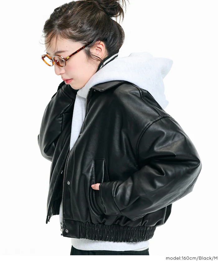 セール★4990円→2490円 中綿フェイクレザージャケット レディース メール便不可 - Image 6