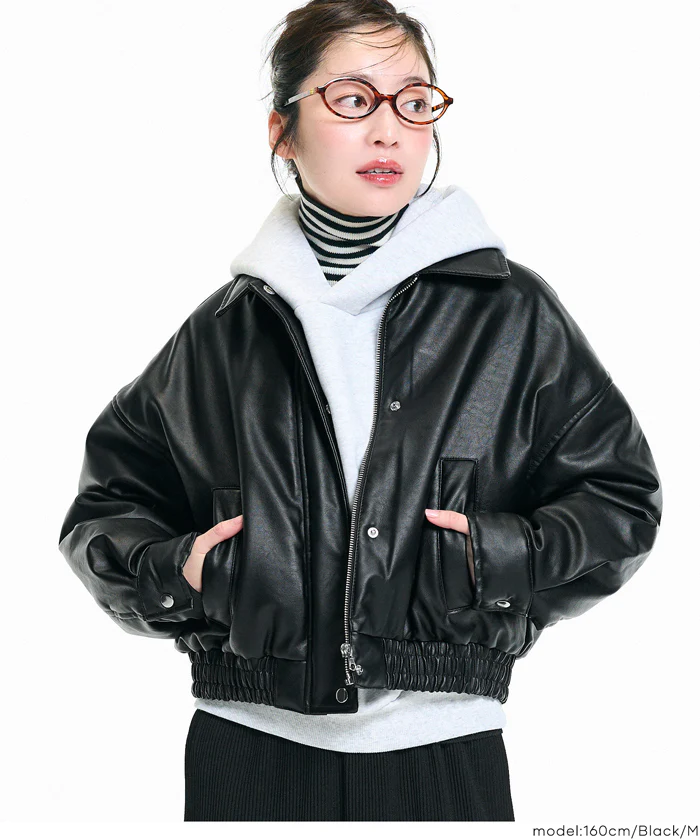 セール★4990円→2490円 中綿フェイクレザージャケット レディース メール便不可 - Image 8
