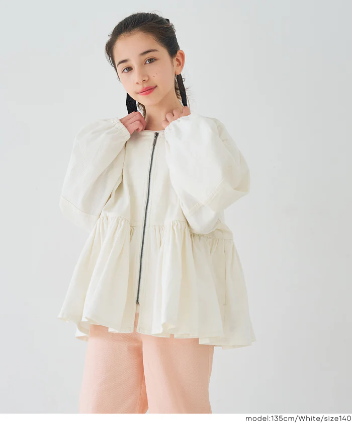 親子お揃いデニムギャザーアウター キッズ メール便不可 - Image 12
