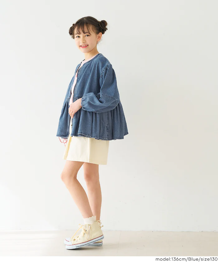 親子お揃いデニムギャザーアウター キッズ メール便不可 - Image 6