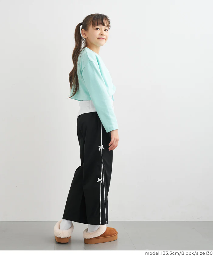 セール★2490円→1990円 【DAILY WARM】裏微起毛サイドラインリボンパンツ キッズ メール不可 - Image 11