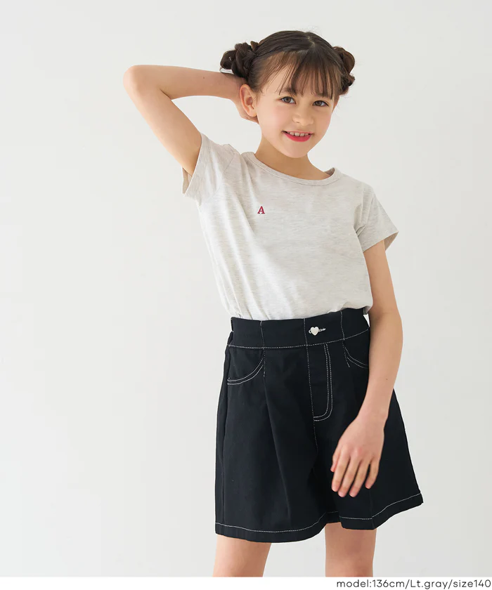親子お揃い刺繍半袖クルーネックトップス キッズ メール便不可 - Image 5