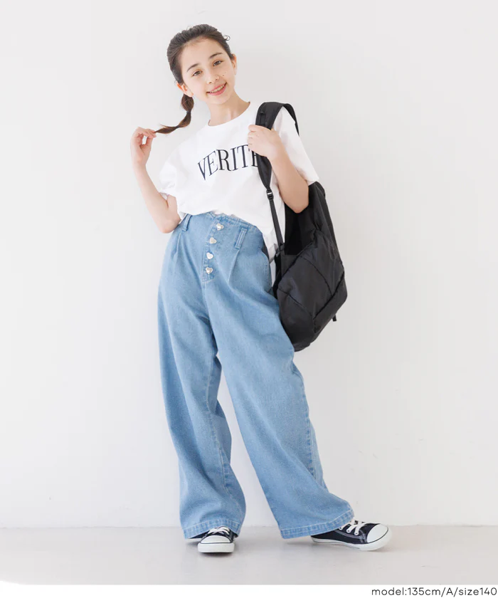親子お揃いクルーネックロゴTシャツ キッズ メール便不可 - Image 2
