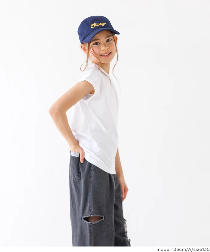 親子お揃いフレンチスリーブ刺繍Tシャツ キッズ メール便不可 - Image 11