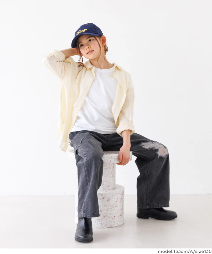 親子お揃いフレンチスリーブ刺繍Tシャツ キッズ メール便不可 - Image 13