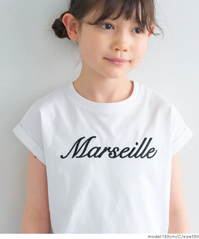 親子お揃いフレンチスリーブ刺繍Tシャツ キッズ メール便不可 - Image 5