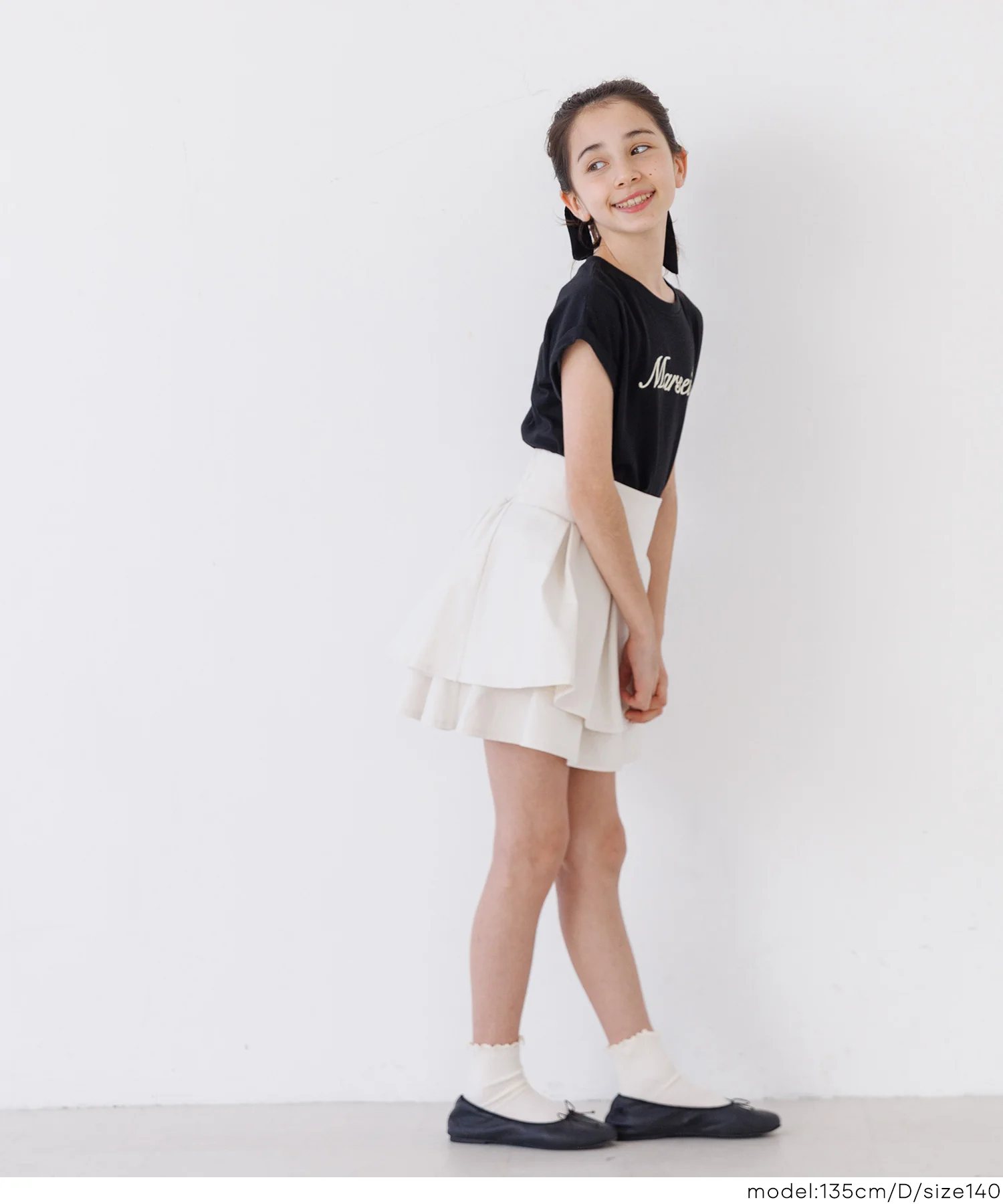 親子お揃いフレンチスリーブ刺繍Tシャツ キッズ メール便不可 - Image 6