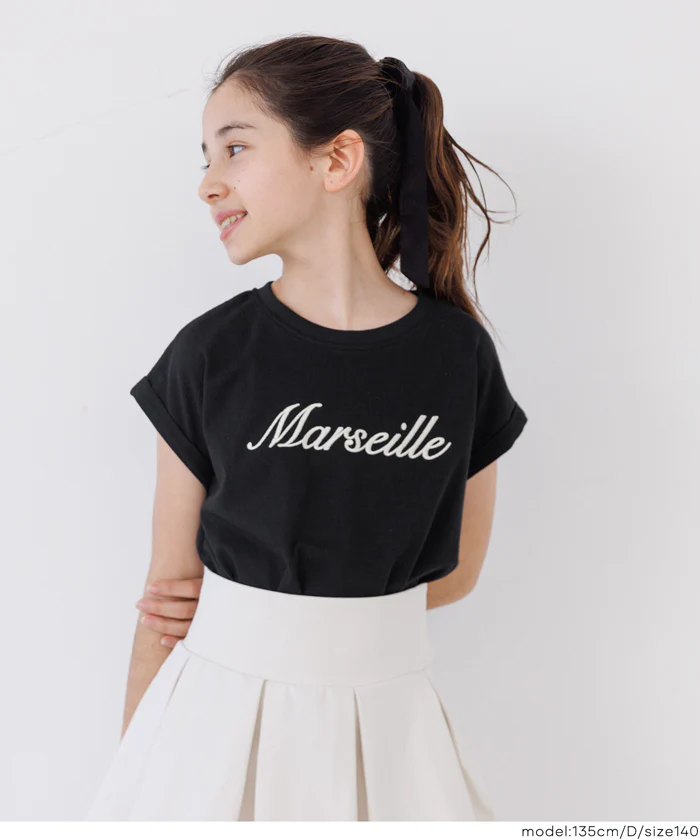 親子お揃いフレンチスリーブ刺繍Tシャツ キッズ メール便不可 - Image 7