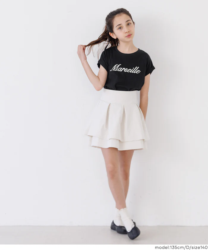 親子お揃いフレンチスリーブ刺繍Tシャツ キッズ メール便不可 - Image 8