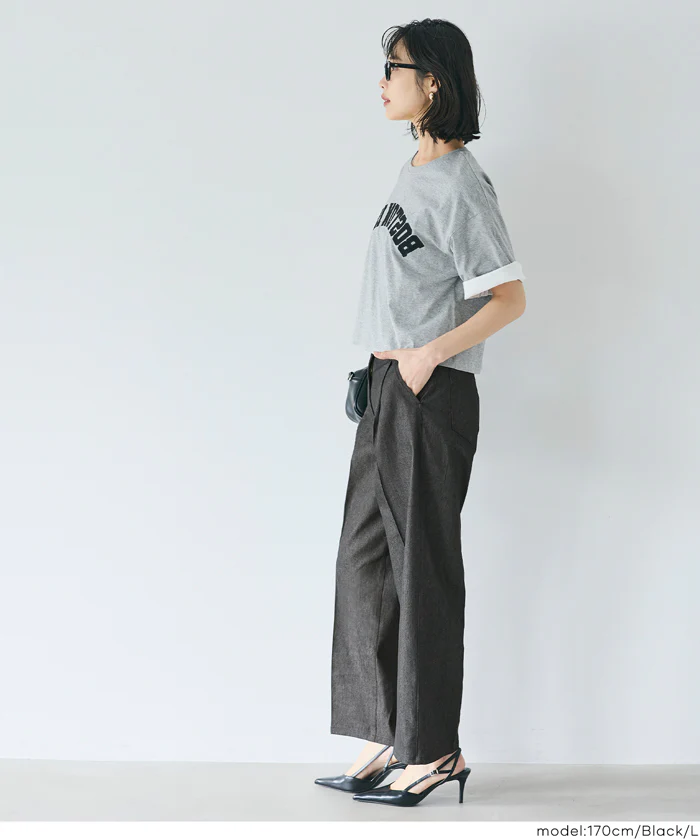 デニムライクワイドパンツ レディース メール便不可 - Image 11