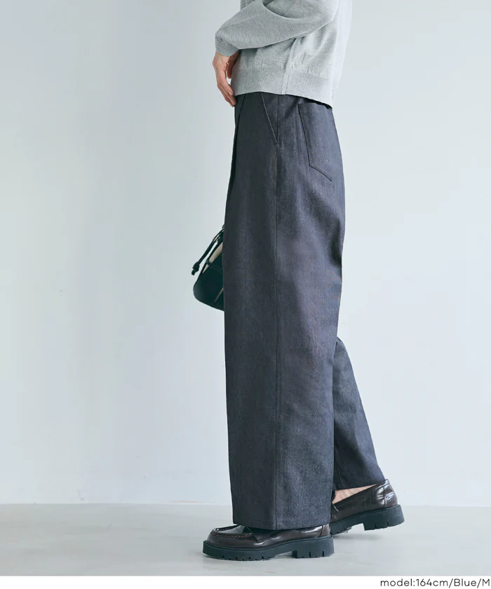 デニムライクワイドパンツ レディース メール便不可 - Image 3