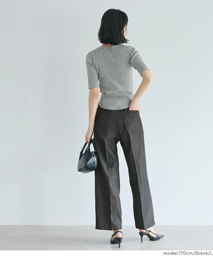 デニムライクワイドパンツ レディース メール便不可 - Image 9