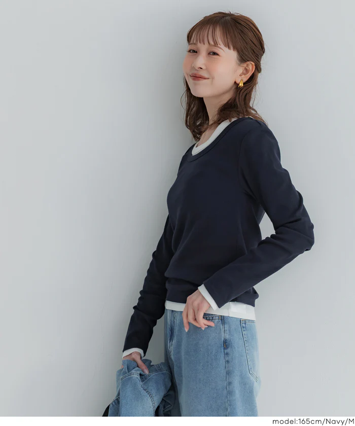 テレコリブUネックTシャツ レディース メール便不可 - Image 12