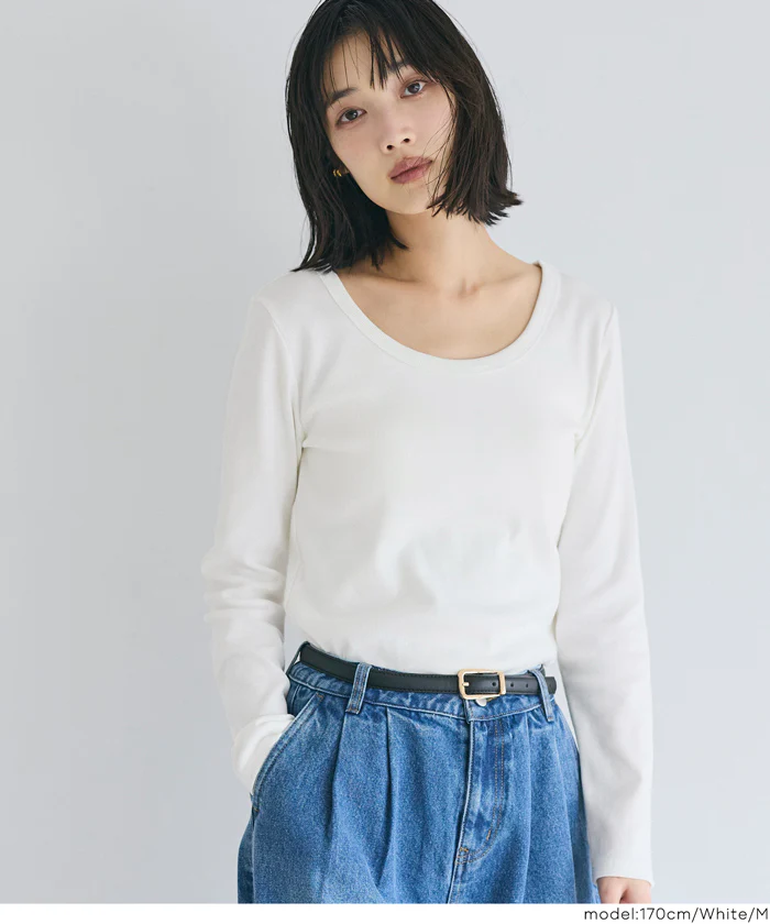 テレコリブUネックTシャツ レディース メール便不可 - Image 5