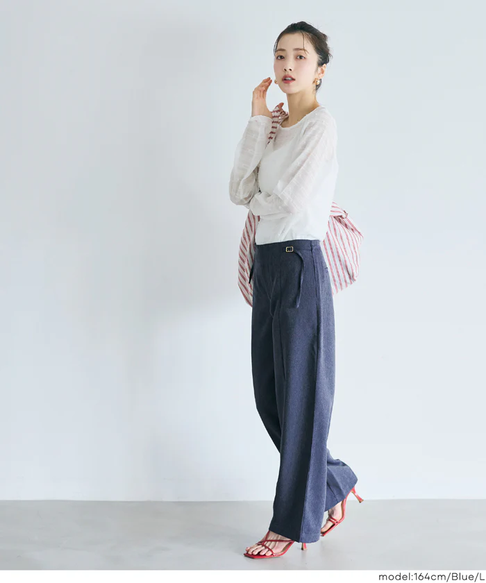 デニムライクワイドパンツ レディース メール便不可 - Image 3