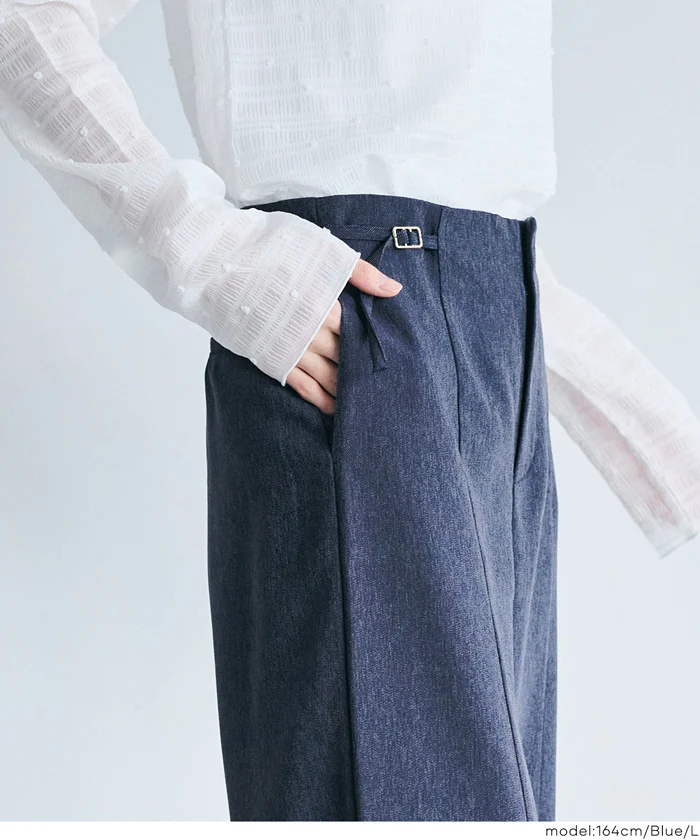 デニムライクワイドパンツ レディース メール便不可 - Image 4