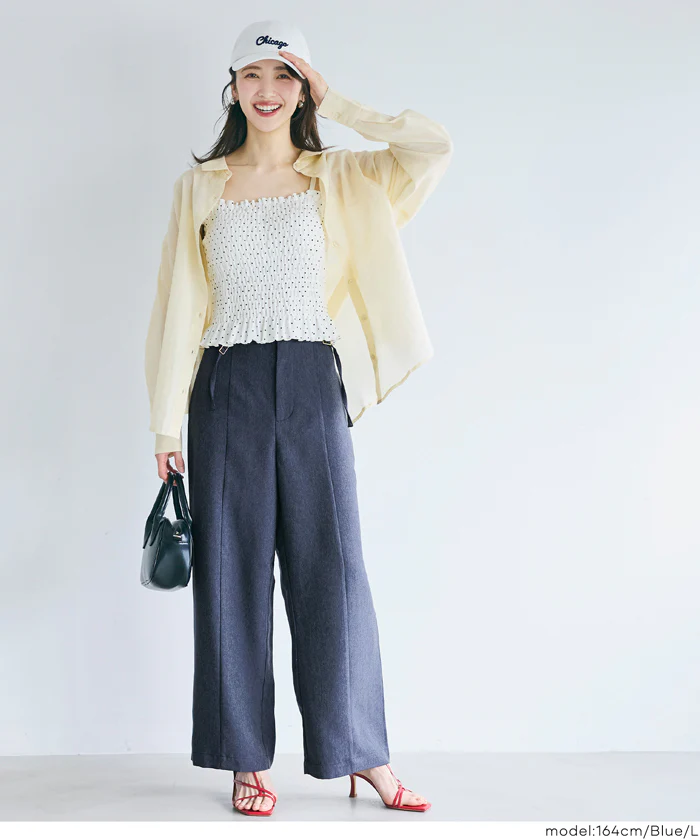 デニムライクワイドパンツ レディース メール便不可 - Image 5
