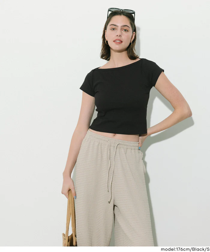 リブワイドネックTシャツ レディース メール便可 mrb - Image 12