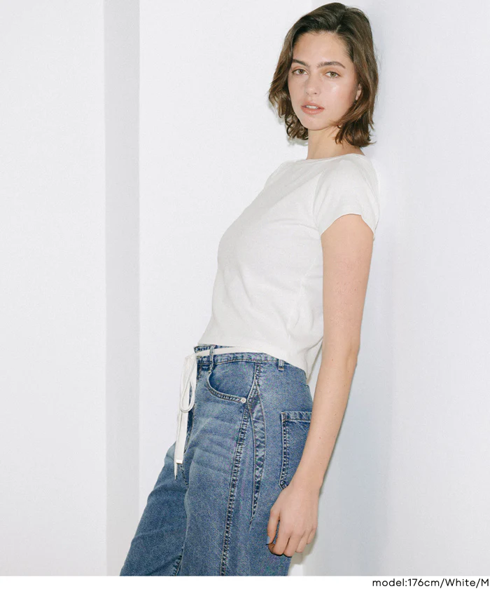 リブワイドネックTシャツ レディース メール便可 mrb - Image 6