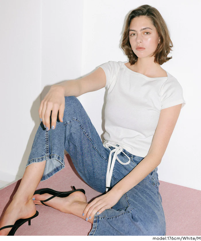 リブワイドネックTシャツ レディース メール便可 mrb - Image 7