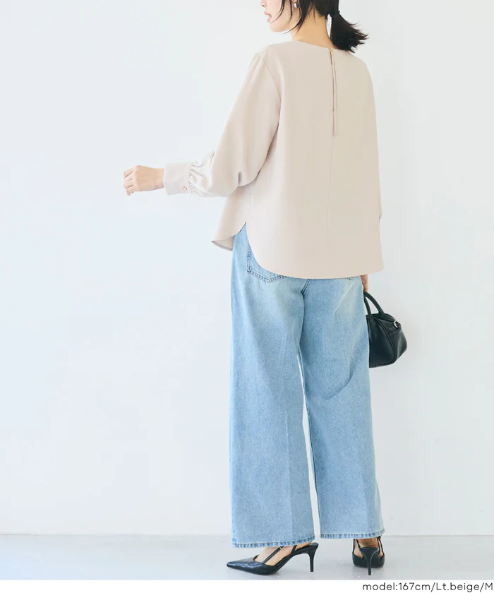 バックゴールドジップノーカラーブラウス レディース メール便不可 - Image 10