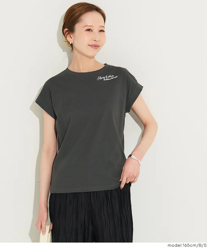 フレンチスリーブ刺繍Tシャツ レディース メール便可 mrb - Image 4