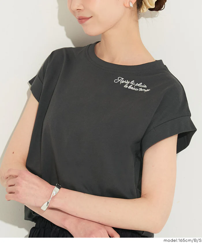 フレンチスリーブ刺繍Tシャツ レディース メール便可 mrb - Image 5